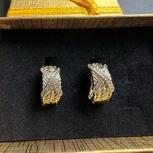CZ Pave X Design Huggies